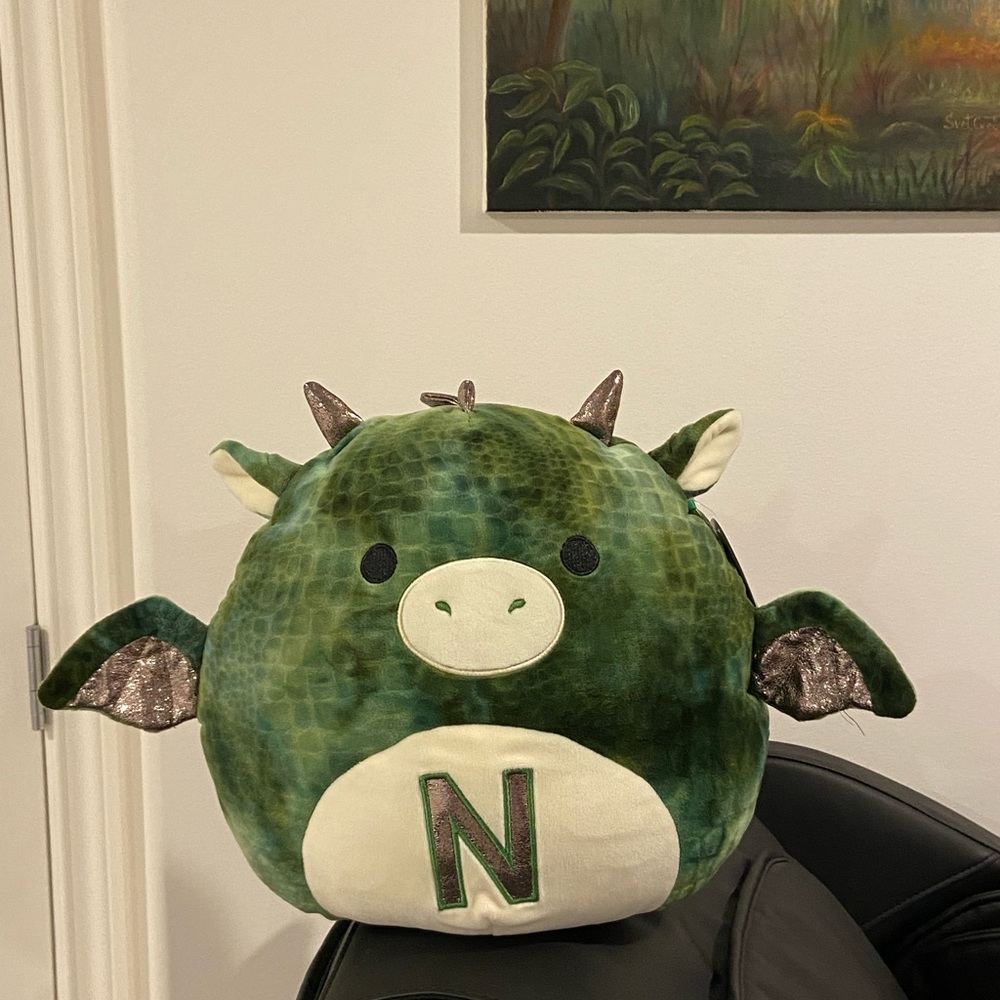12” Duke the Green Monogram “N” Dragon Squishmallow Brand New With Tags
